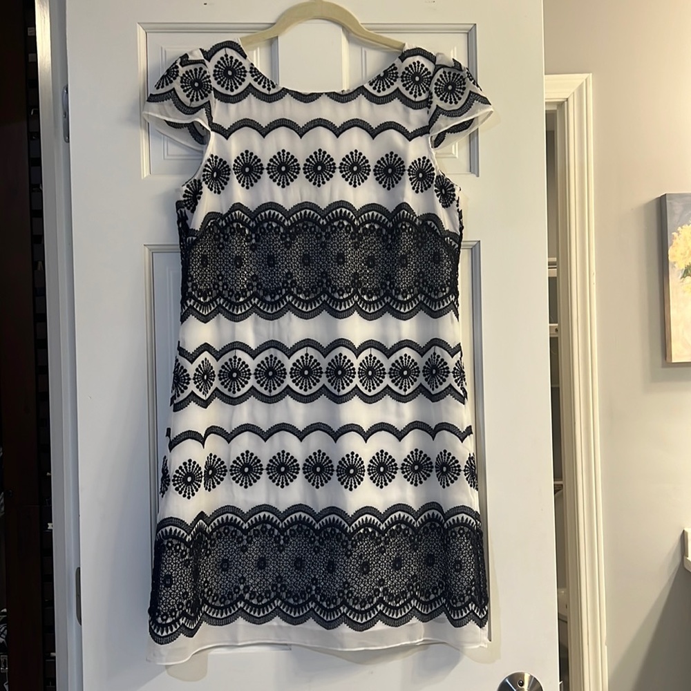 White and Navy Lace Julia Jordan Dress